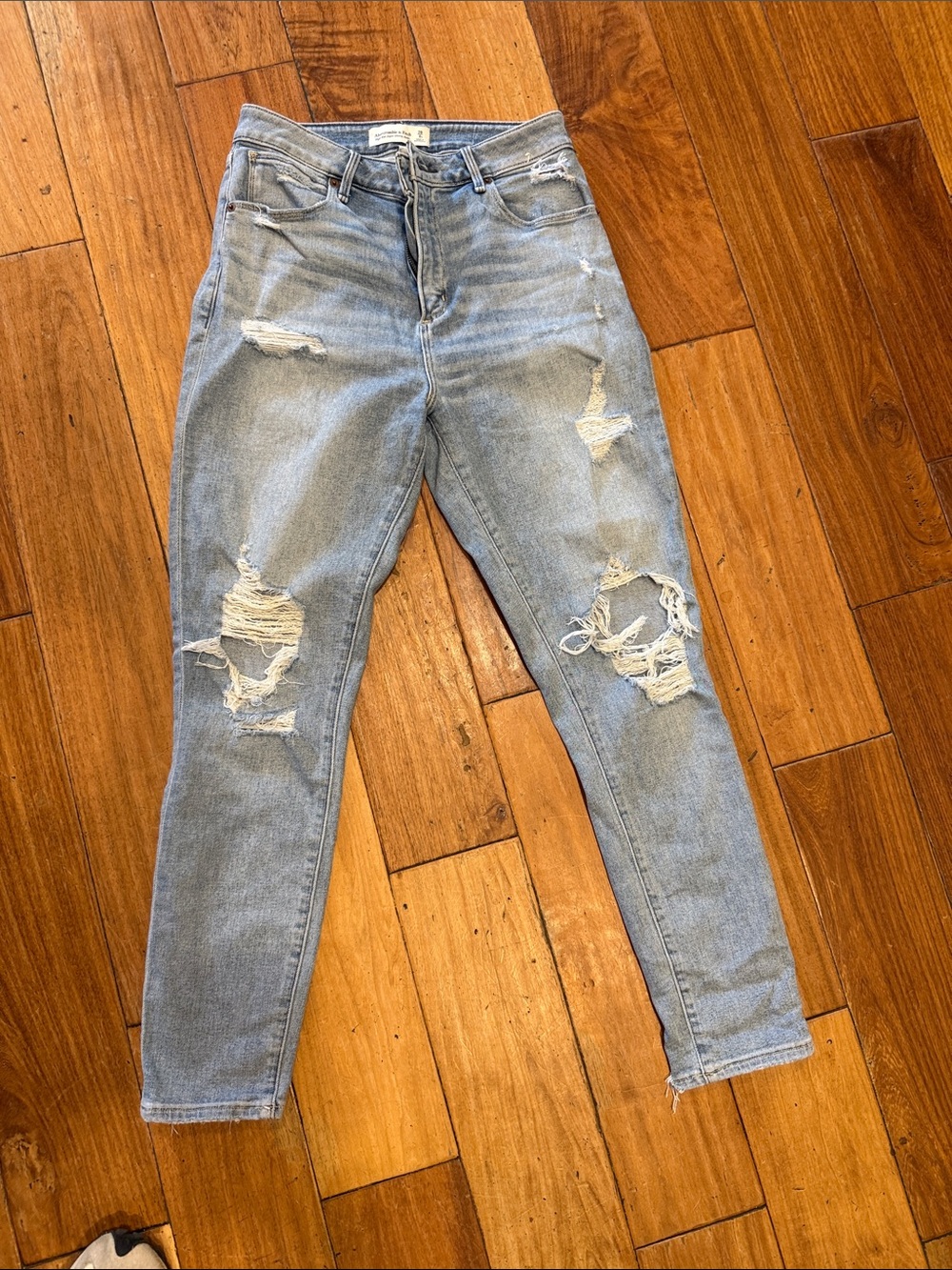 Abercrombie & Fitch Light Wash Distressed Skinny Jeans
